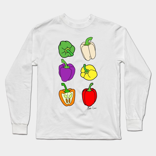 Colourful Bell Peppers Long Sleeve T-Shirt by MAXLEE